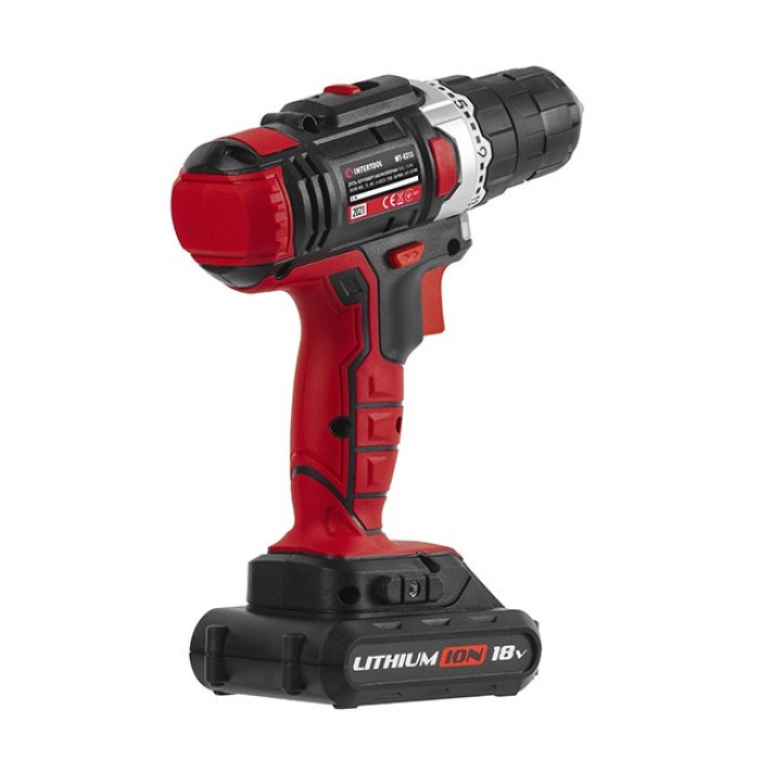 Дриль-шуруповерт акумуляторна INTERTOOL WT-0313, Li-Ion 18В, 25Nm, 2 швидкості: 0-400/0-1500 об/хв, 1 акк.