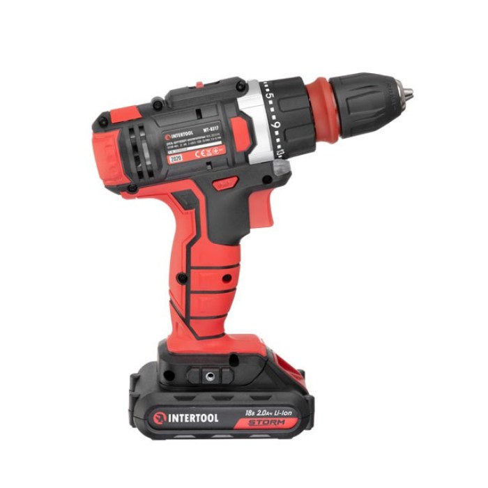 Дриль-шуруповерт акумуляторна INTERTOOL WT-0317, Li-Ion 18, 25 Nm, 0-400/0-1500 об/хв, 2x2.0 Ач Дриль-шуруповерт акумуляторна INTERTOOL WT-0317, Li-Ion 18, 25 Nm, 0-400/0-1500 об/хв, 2x2.0 Ач