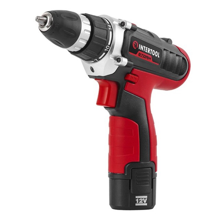 Дриль-шуруповерт акумуляторна INTERTOOL WT-0321, Li-Ion 12В, 18Nm, 0-400/0-1500об/хв, 2 акк.