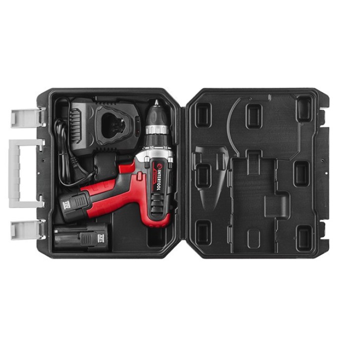 Дриль-шуруповерт акумуляторна INTERTOOL WT-0321, Li-Ion 12В, 18Nm, 0-400/0-1500об/хв, 2 акк.