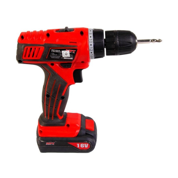 Дриль - шуруповерт акумуляторна MPT MCDT1626.B2 PROFI, 16V, Li-ion,1.5 Ач, 2 шв. 0-10 мм, 2 АКБ, кейс
