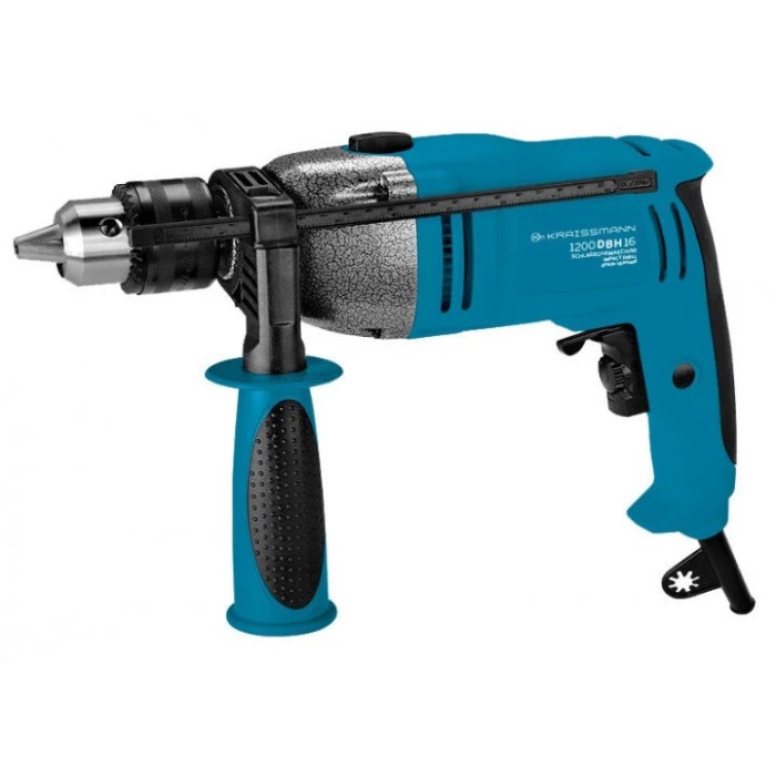 Дриль електрична ударний KRAISSMANN 1200 DBH 16, 1200 Вт, 2800 об/хв, додатковий патрон 13 мм