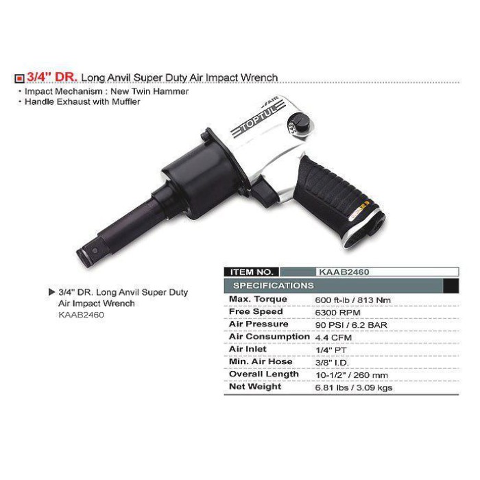 Гайковерт пневматичний TOPTUL KAAB2460, 3/4