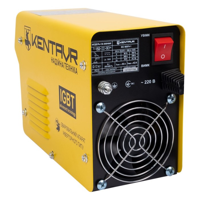 Інверторний зварювальний апарат Кентавр СВ-300НМК, 12.1 кВа, зварювальний струм 20-300 А, ККД 80 %, кейс, вага 4.1 кг
