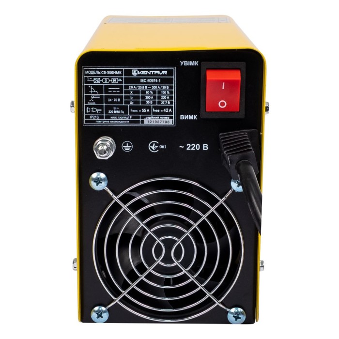 Інверторний зварювальний апарат Кентавр СВ-300НМК, 12.1 кВа, зварювальний струм 20-300 А, ККД 80 %, кейс, вага 4.1 кг