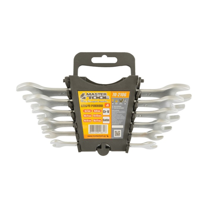 Ключі ріжкові MasterTool 70-2106, набір 6 шт. (6х7 TO 16х17) SS