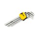 Ключи шестигранные MasterTool 75-0956, набор 9 шт CrV удлиненные (1,5-10мм L74-172мм)