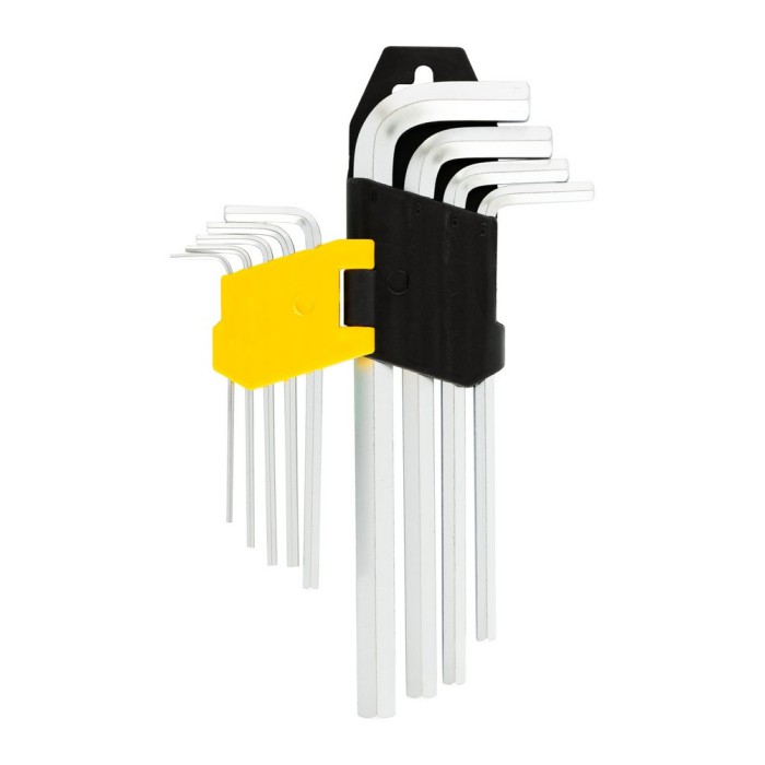 Ключи шестигранные MasterTool 75-0956, набор 9 шт CrV удлиненные (1,5-10мм L74-172мм)