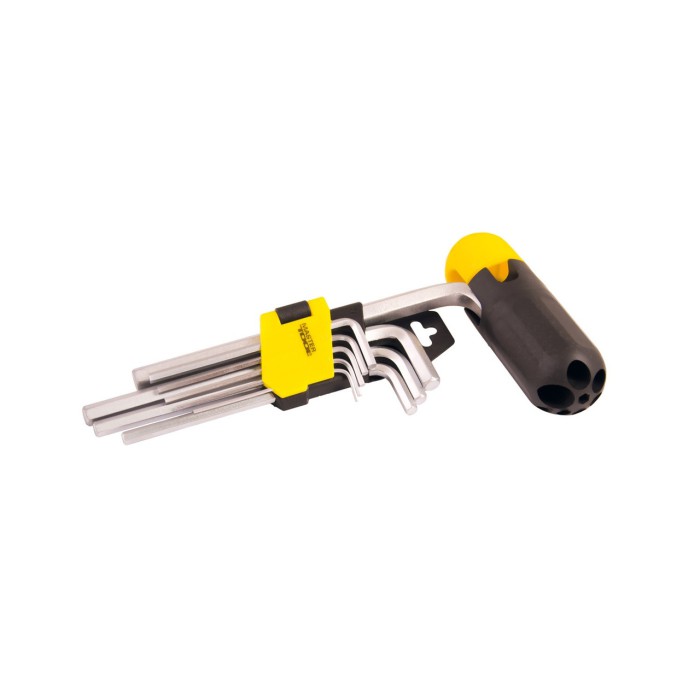 Ключі шестигранні з держателем MasterTool 75-0958, набір 9 шт CrV удл. (1,5-10мм L74-172мм)