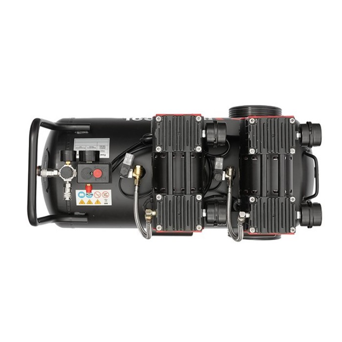 Компресор INTERTOOL PT-0027,50 л, 2x1.1 квт, 220В, 8атм, 320 л/хв, 1400 об/хв, безмасляний, 4 циліндра .