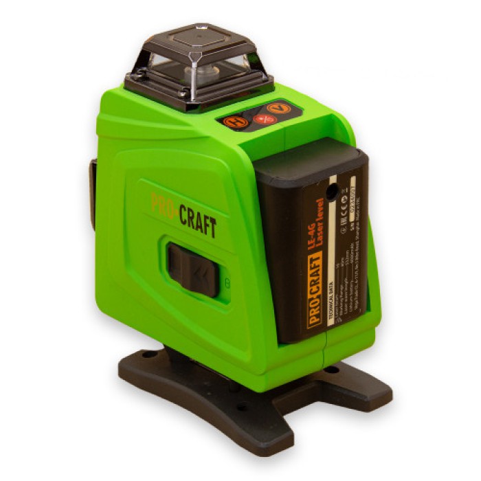 Лазерный уровень PROCRAFT LE-4G, зеленый луч, 16 линий, рабочий диапазон 40 м, магнитный держатель, кейс