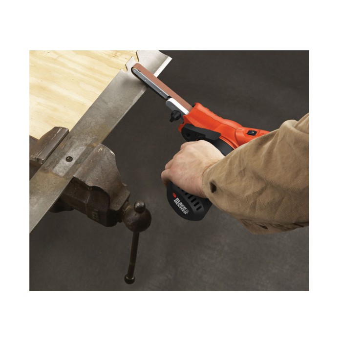 Стрічкова шліфувальна машина Black+Decker KA900E-QS, 350 Вт, стрічка 455 х 13 мм