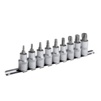 Набір TORX на планці 1/2"- Т20;25;30;40;45;50;55;60;70., 9ед. INTERTOOL HT-1849