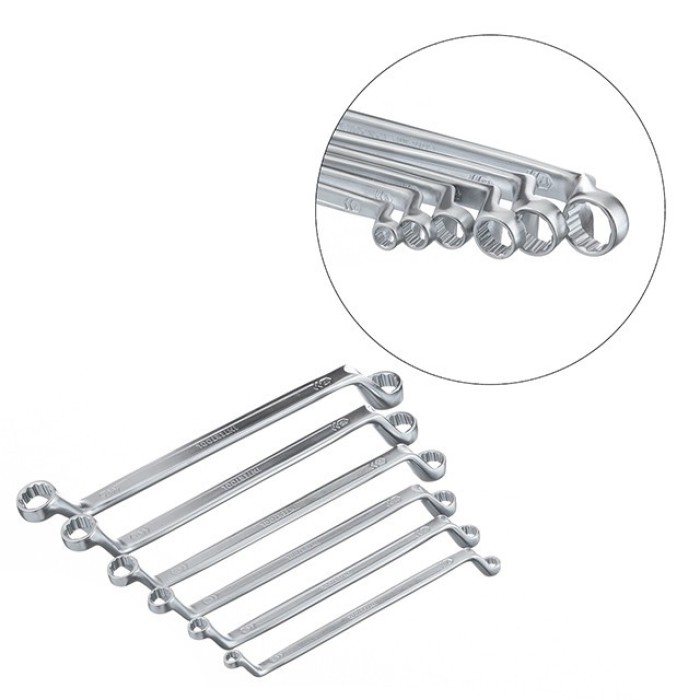 Набір накидних ключів INTERTOOL XT-1201, 6 шт. 6-17 мм Cr-V, покриття сатин-хром; PROF DIN3113