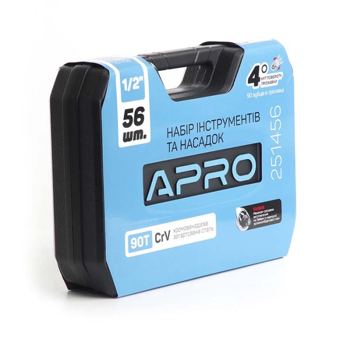 Набір насадок і інструментів CrV ½ ( 90Т) (56 шт) APRO 251456