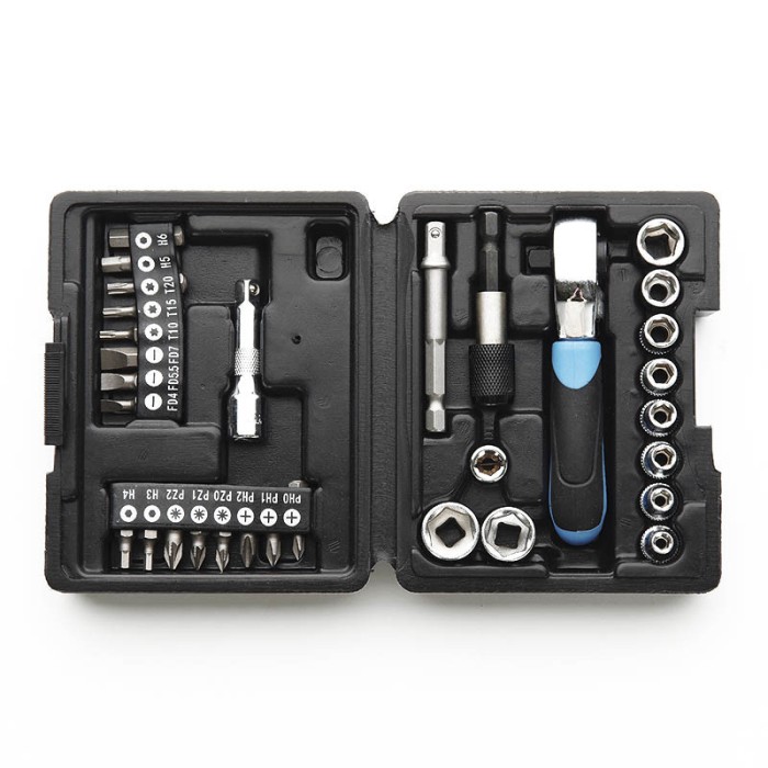 Набір насадок (інструментів) торцевих c тріскачкою CrV 1/4 (72Т) (31 шт.) Apro