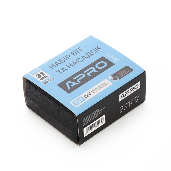 Набір насадок (інструментів) торцевих c тріскачкою CrV 1/4 (72Т) (31 шт.) Apro