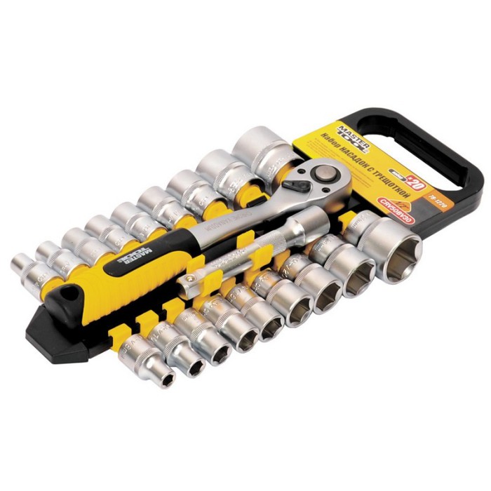 Набор насадок торцевых MasterTool 78-1220 PROFI, CrV 1/2”  8-32 мм, трещотка 72Т, 20 шт