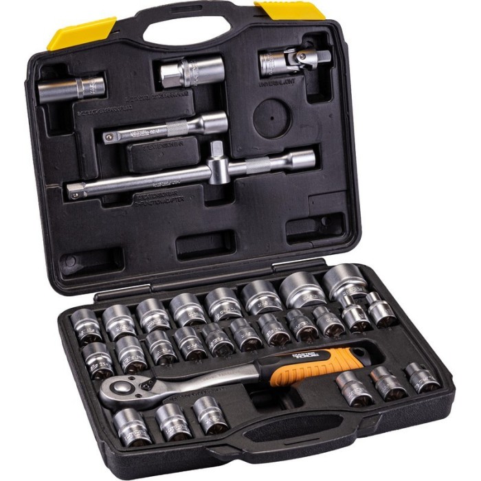 Набор насадок торцевых MasterTool 78-4032 PROFI, CrV 1/2”  8-32 мм, трещотка 72Т, 32 шт, кейс