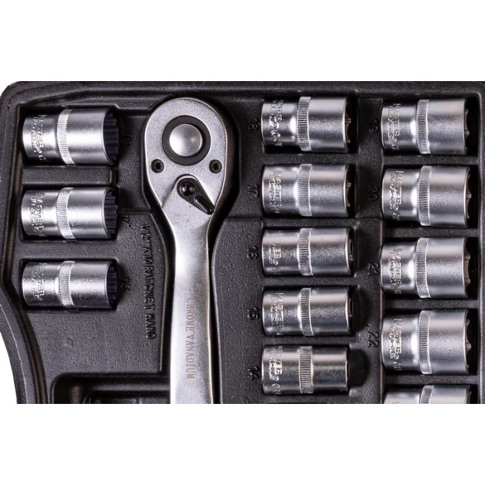 Набор насадок торцевых MasterTool 78-4032 PROFI, CrV 1/2”  8-32 мм, трещотка 72Т, 32 шт, кейс
