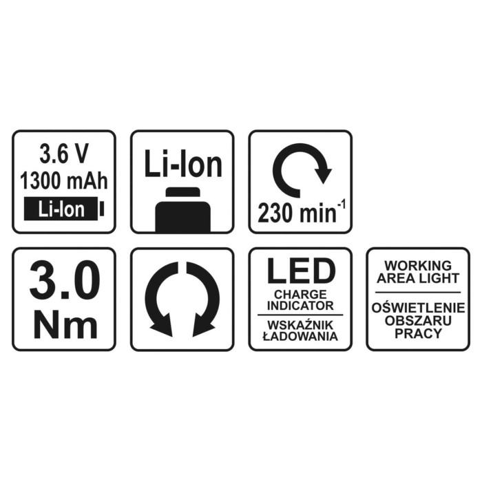 Отвертка аккумуляторная YATO YT-82760 (Li-Ion 3.6 В 1.3 Ач 3 Нм)