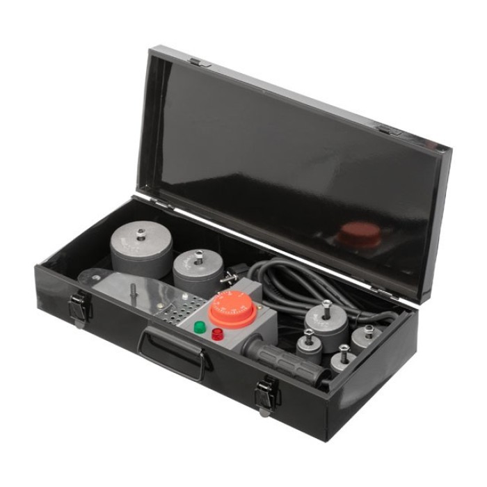 Паяльник для пластикових труб INTERTOOL RT-2111, 850 Вт, 0-300°C, насадки 20-63 мм, металевий кейс