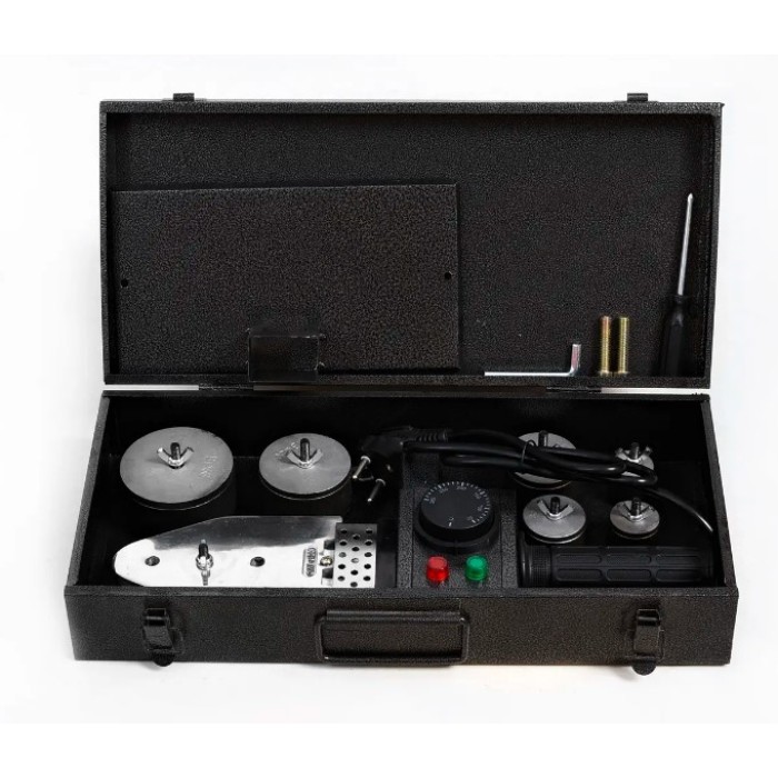 Паяльник для пластикових труб Vorskla ПМЗ 1,8/6, 1800 Вт, Температура 0-300 °З, 6 насадок, металевий кейс