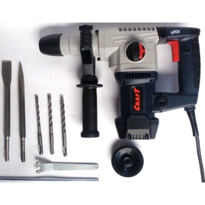 Перфоратор Craft CBH 1900, SDS+, 1900 Вт, 850 об/хв, 4000 уд/хв, 4.3 Дж, 3 режими, кейс