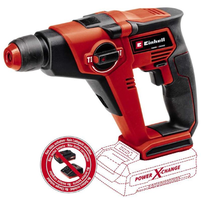 Перфоратор Einhell TE-HD 18/12 Li - Solo (без аккум.,18 В, 0-1300 об/мин, 1,3 Дж, 6000 уд/мин, 2+1 режима)
