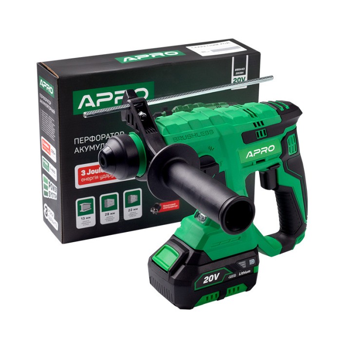 Перфоратор бесщеточный APRO 20CBH, SDS+,3 Дж, без АКБ