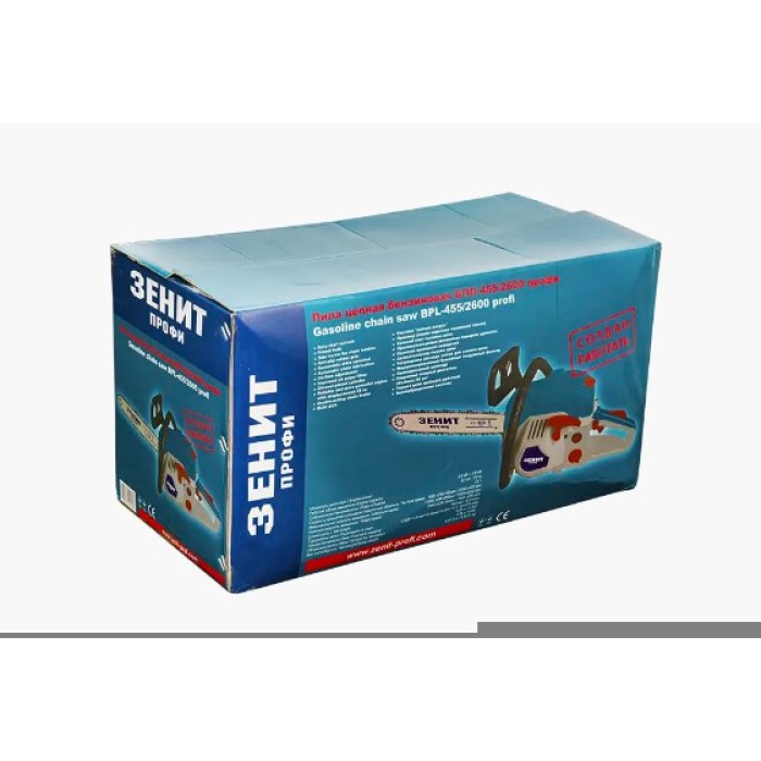 Пила бензинова Зеніт Профі БПЛ-455/2600, 2600 Вт, 52 см3, шина 455 мм, швидкість ланцюга 15 м/с, легкий запуск