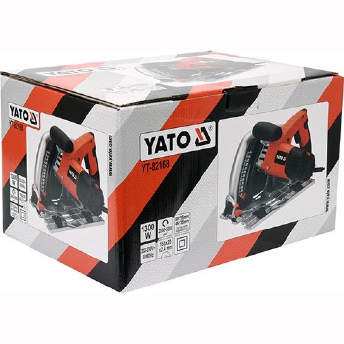 Пила занурювальна ручна мережева YATO YT-82168 (P=1,3 кВт, диск Ø=165/ 20x2,4мм, кут 45-90°)