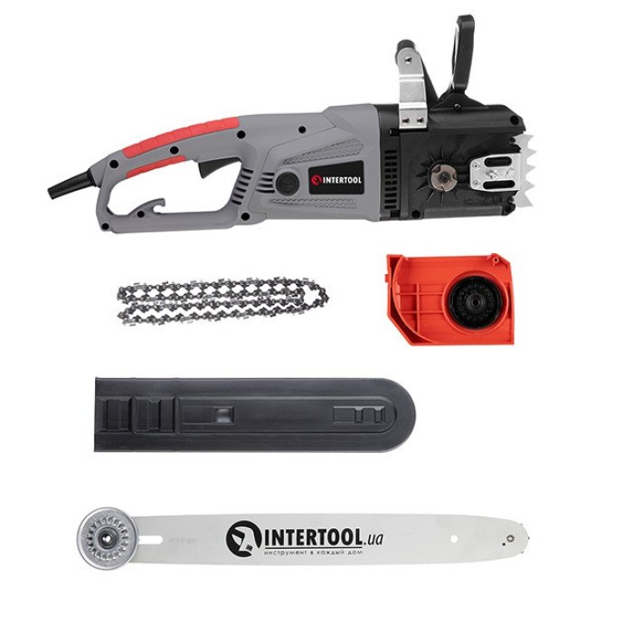 Пила ланцюгова електрична INTERTOOL DT-2206, 2400Вт, шина 40см, SDS-система натягування ланцюга