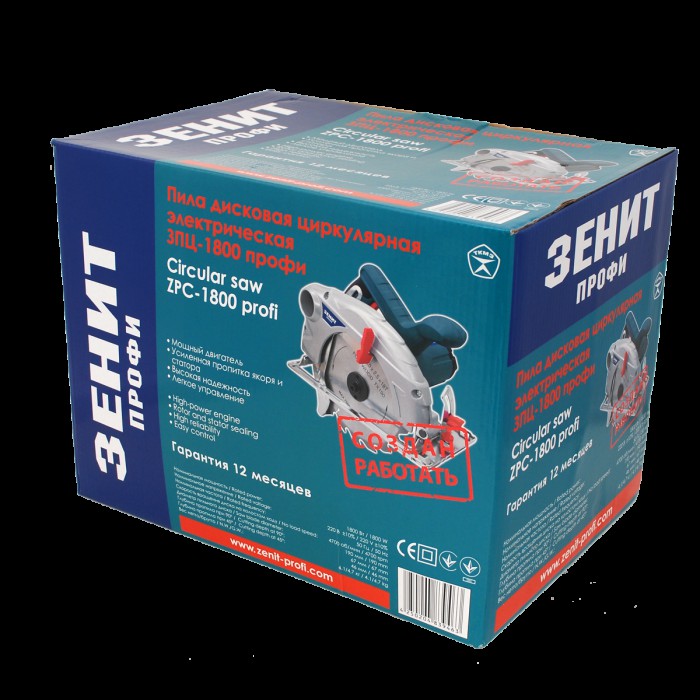 Пила циркулярна ЗЕНІТ ЗПЦ-1800 Профі