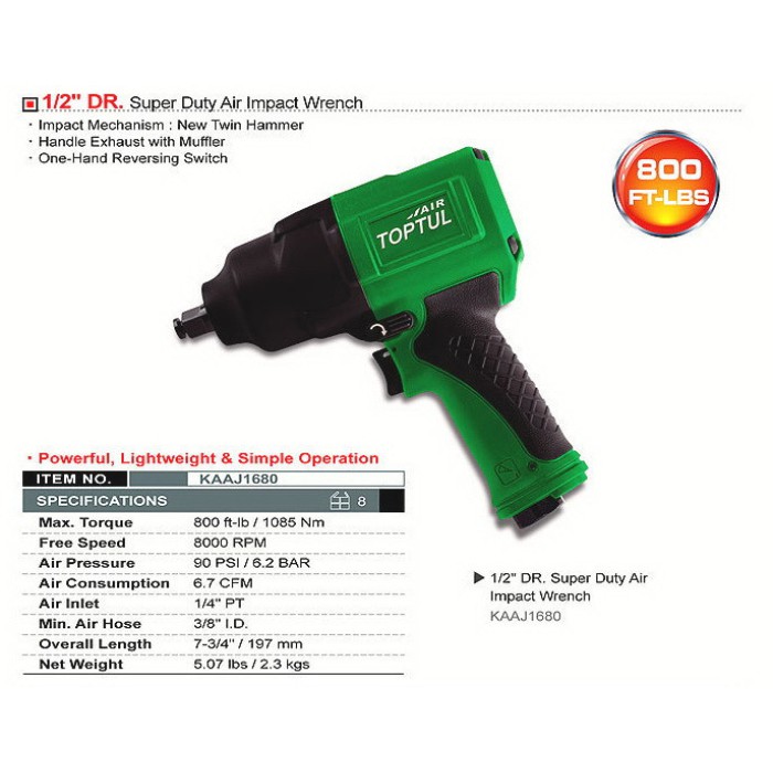 Пневмогайковерт професійний TOPTUL KAAJ1680 (1/2