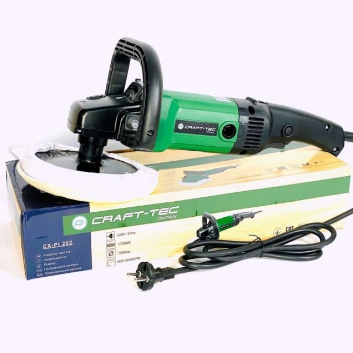 Полірувальна машина Craft-tec CX-PI 202, 1700 Вт, 800-3000 об/хв, діаметр диска 180 мм