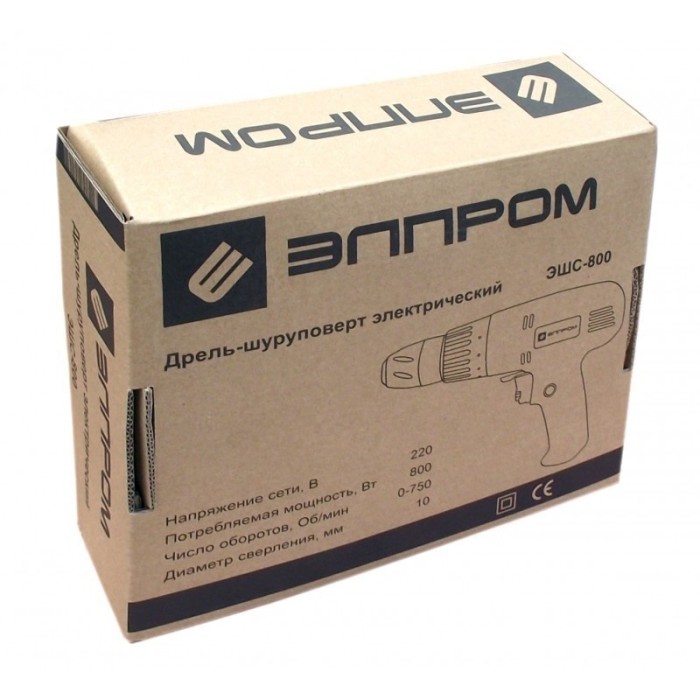 Мережевий шуруповерт Елпром ЕШС-800, 800 Вт, 750 об/хв, 8 ступенів затяжки, швидкозатискний патрон