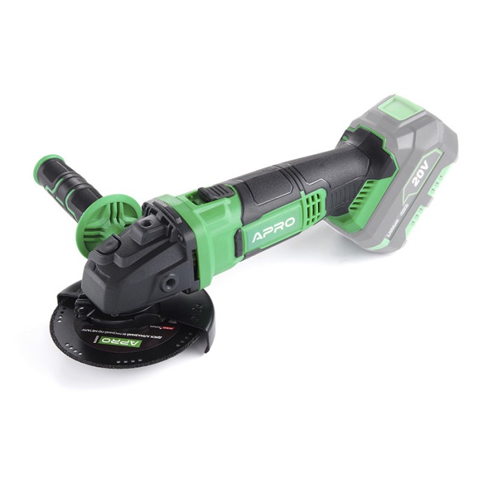 Шліфмашина акумуляторна кутова APRO 20AGS, 20 В, диск 125, без АКБ та ЗУ