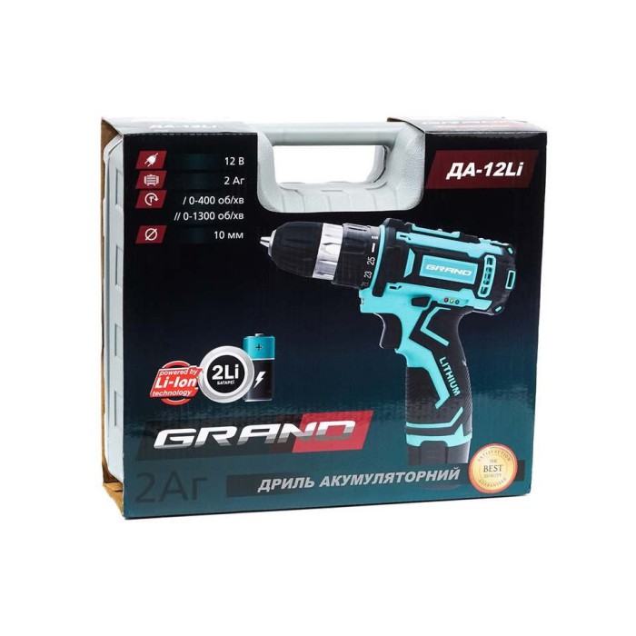 Шуруповерт акумуляторний GRAND ДА-12 Li-Ion (2 батареї, 12 В, кейс)