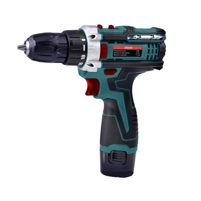 Шуруповёрт аккумуляторный Spektr SCD-18-38 (набор инструментов, кейс)