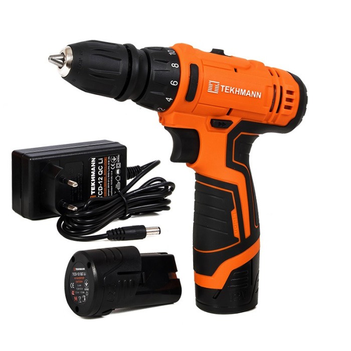 Шуруповерт акумуляторний Tekhmann TCD-12 QC Li, 2 акк., 1.5 А/год, 1400 об/хв, 2 швидкості, LED підсвічування, кейс Шуруповерт акумуляторний Tekhmann TCD-12 QC Li, 2 акк., 1.5 А/год, 1400 об/хв, 2 швидкості, LED підсвічування, кейс