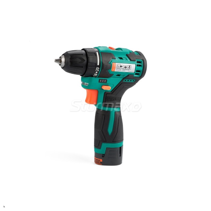 Шуруповерт акумуляторний безщітковий Sturmax CDM3212BL (12B, 2,0 Aч, 2 акум, підсвічування, кейс)