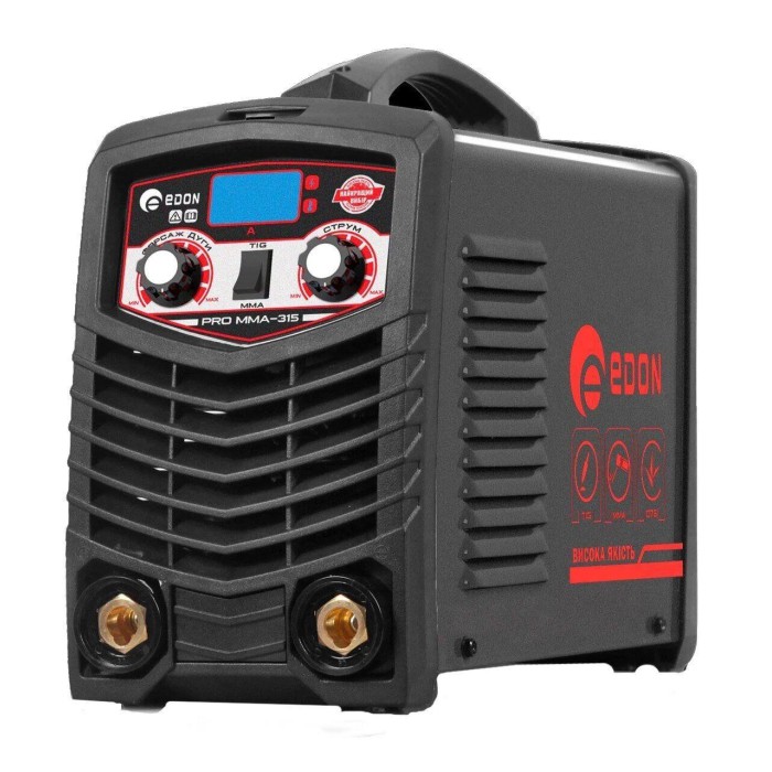 Зварювальний інверторний апарат Edon PRO MMA-315, 5.4 кВт, ККД 85%, зварювальний струм 20-315 А, електроди 1.6-5.0