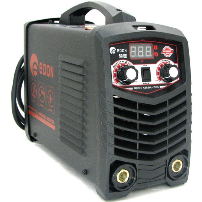 Зварювальний інверторний апарат Edon PRO MMA-315, 5.4 кВт, ККД 85%, зварювальний струм 20-315 А, електроди 1.6-5.0