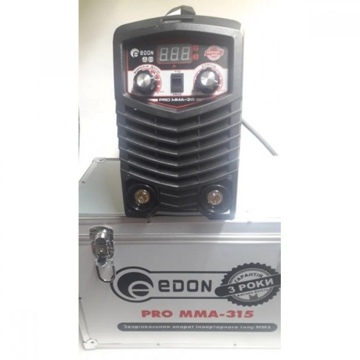 Зварювальний інверторний апарат Edon PRO MMA-315, 5.4 кВт, ККД 85%, зварювальний струм 20-315 А, електроди 1.6-5.0