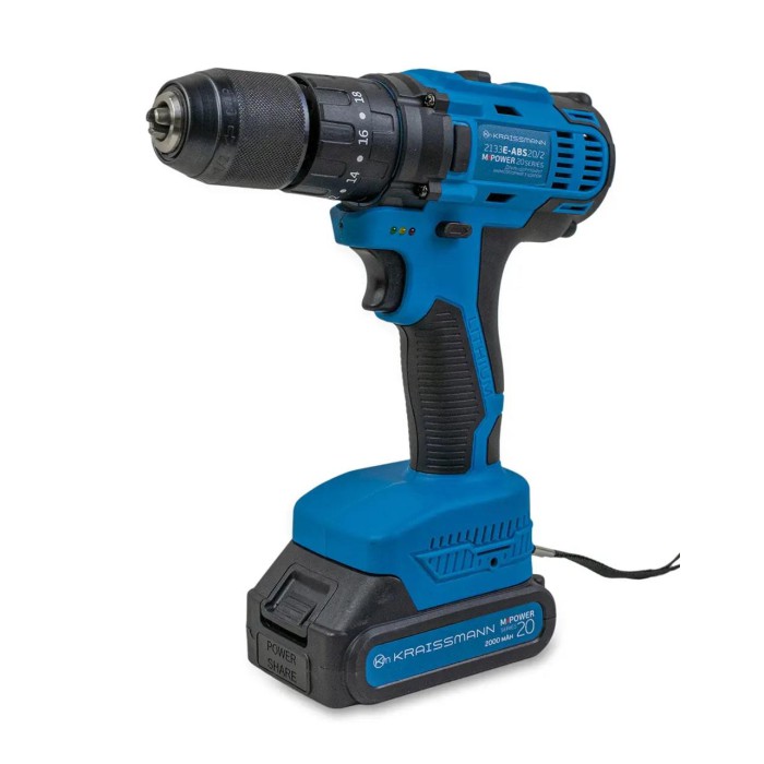 Ударний акумуляторний шурупокрут з набором інструментів KRAISSMANN 2133 E-ABS-S1 20/2, 2 АКБ Ударний акумуляторний шурупокрут з набором інструментів KRAISSMANN 2133 E-ABS-S1 20/2, 2 АКБ