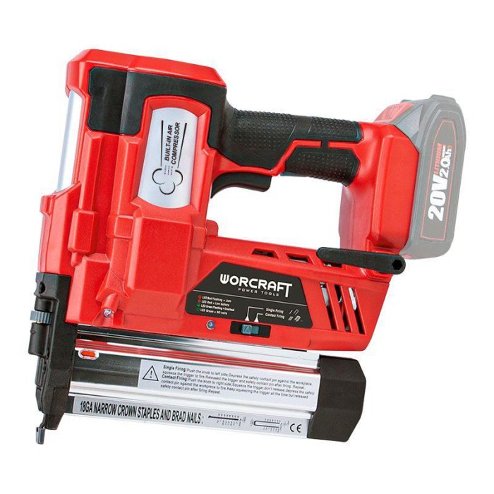 Акумуляторний цвяхозабивач комбінований WORCRAFT CNS‑S20LiH, 20В, без АКБ та ЗП, 2 реж., рег. пострілу