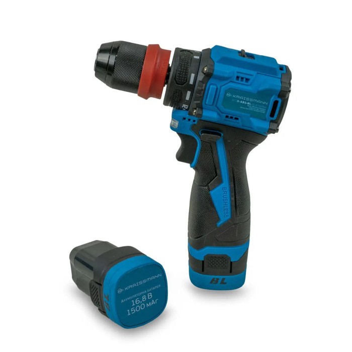 Акумуляторний шурупокрут KRAISSMANN 103 S-ABS-BL 16.8В, 2 АКБ, 1.5 а/г, 45 НМ, DFR патрон, кейс