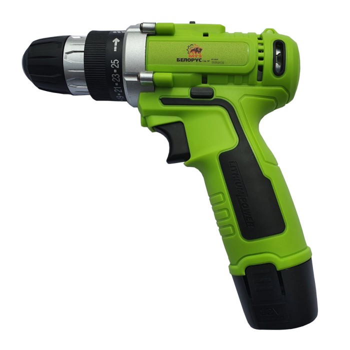 Акумуляторний шуруповерт Білорус ДА-12/2ЛН, 12 В, 1400 об/хв, 2 швидкості, LED, кейс, набір інструменту