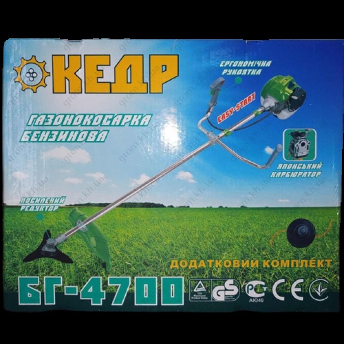 Бензокоса Кедр БГ-4700 (43 см3, 4700 Вт, нож + катушка)
